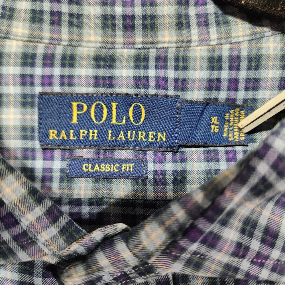 Polo Ralph Lauren Oxford‎ Mens Long Sleeve Blue Plaid Size XL